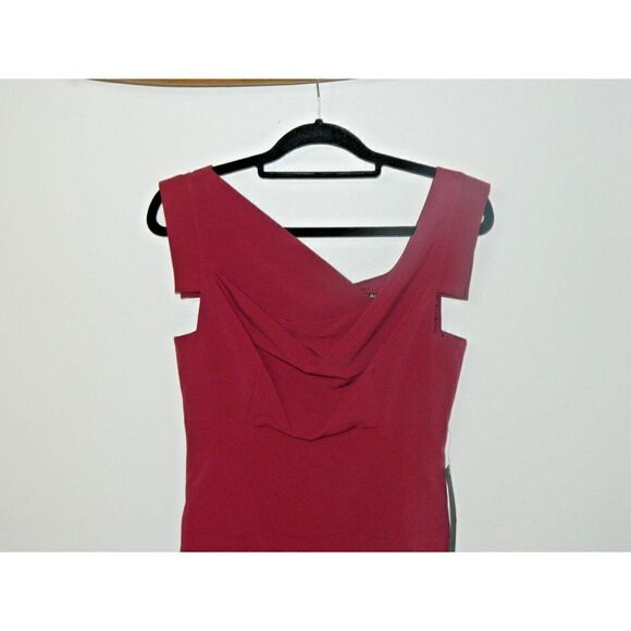 Black Halo‎ Dress Size 6 Jackie O Burgundy Stretch Sheath - Picture 4 of 11